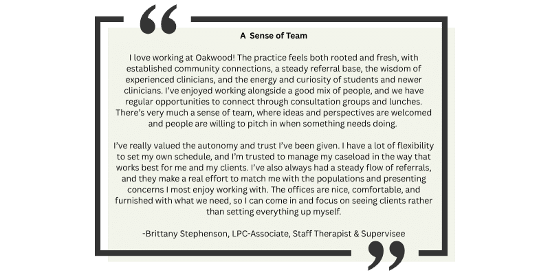 Oakwood Counseling - A Counseling & Assessment Center Oakwood Staff Testimonial from Brittany