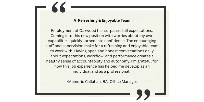 Oakwood Counseling - A Counseling & Assessment Center Oakwood Staff Testimonial from Memorie